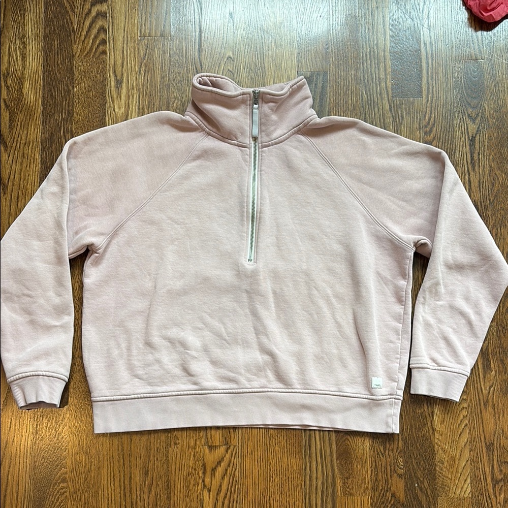 Vuori Pink Cowl Neck Sweater with Cozy Fabric and Quarter Zip
